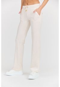 Juicy Couture - JUICY COUTURE Damskie beżowe dresowe spodnie Del Ray Gold HW, Rozmiar M. Kolor: beżowy. Materiał: dresówka. Długość: długie #5