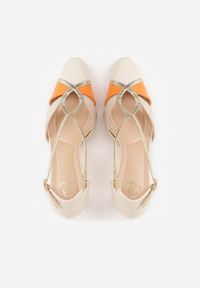 Born2be - Beżowe Czółenka na Stożkowym Obcasie z Metalicznymi Paskami Iphophi. Okazja: na co dzień, na spotkanie biznesowe. Zapięcie: pasek. Kolor: beżowy. Materiał: jeans. Obcas: na obcasie. Styl: casual, biznesowy, elegancki. Wysokość obcasa: średni #7