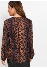Tunika satynowa bonprix w cętki leoparda. Kolor: brązowy. Materiał: poliester, materiał #6