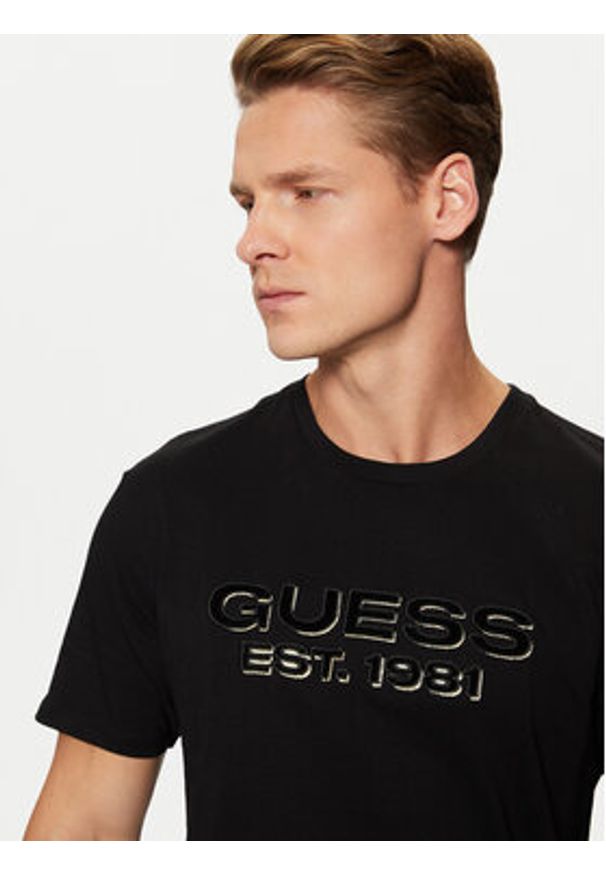 Guess T-Shirt M5RI50 K9RM1 Czarny Regular Fit. Kolor: czarny. Materiał: bawełna