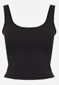 Renee - Czarny Top Sportowy z Dekoltem i Skrzyżowanymi Paskami na Plecach Helynore. Kolor: czarny. Długość rękawa: na ramiączkach. Wzór: paski. Styl: sportowy #3