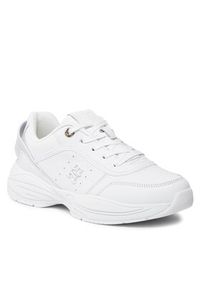 TOMMY HILFIGER - Tommy Hilfiger Sneakersy Tech Heel Runner FW0FW07701 Biały. Kolor: biały. Materiał: skóra