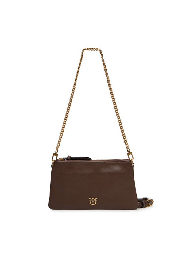 Pinko - PINKO Torebka Double Mini Al 25-26 PLTT 105359 A0QO Brązowy. Kolor: brązowy. Materiał: skórzane