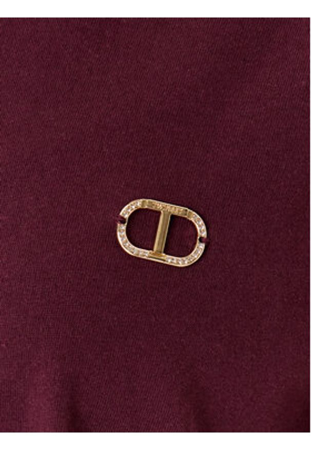 TwinSet - TWINSET T-Shirt 252TP2057 Bordowy Loose Fit. Kolor: czerwony. Materiał: bawełna