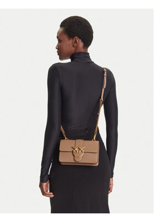 Pinko - PINKO Torebka Love One Mini ST.CL Al 25-26 PLTT 105856 A0F1 Beżowy. Kolor: beżowy. Materiał: skórzane