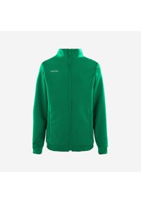 KIPSTA - Bluza piłkarska Kipsta Essential trening. Typ kołnierza: komin. Kolor: zielony. Materiał: tkanina, elastan, prążkowany, materiał, poliester. Sport: fitness, piłka nożna