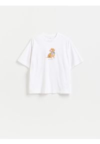 Reserved - Bawełniany t-shirt z nadrukiem - biały. Kolor: biały. Materiał: bawełna. Wzór: nadruk #1