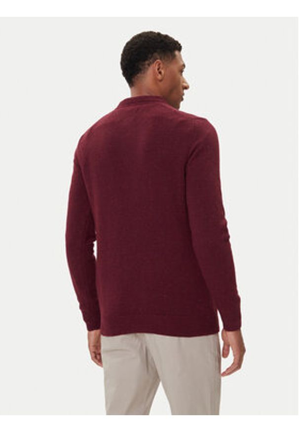Barbour Sweter Essential Tisbury MKN0844RE56 Bordowy Regular Fit. Kolor: czerwony. Materiał: wełna