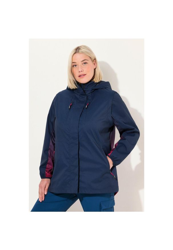 ULLA POPKEN - Damskie Kurtka funkcjonalna 2 w 1 wodoodporna odpinane rękawy. Kolekcja: plus size. Kolor: niebieski. Materiał: poliester, materiał. Sport: turystyka piesza