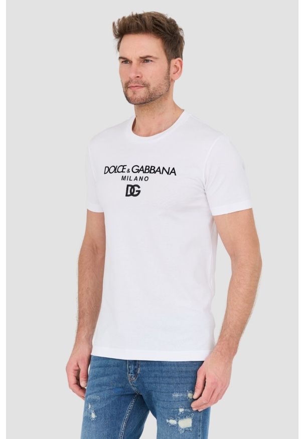 Dolce and Gabbana - DOLCE AND GABBANA Biały t-shirt. Kolor: biały