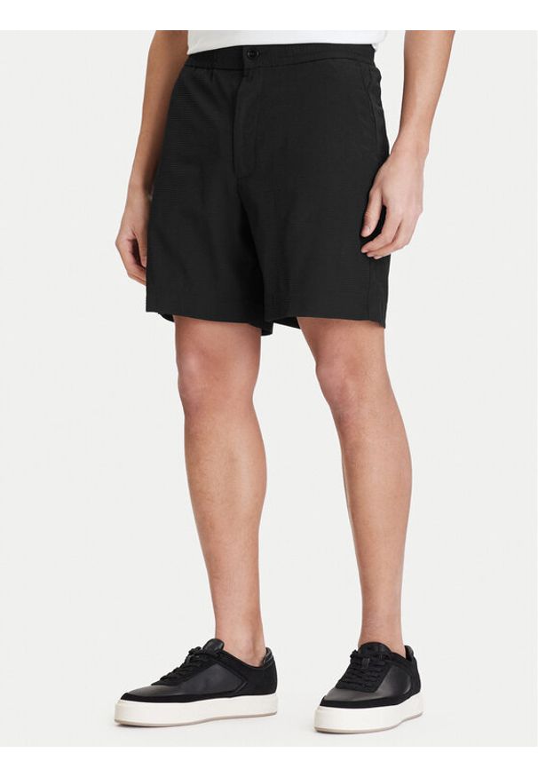 Calvin Klein Szorty materiałowe LV04LF610G Czarny Straight Fit. Kolor: czarny. Materiał: syntetyk