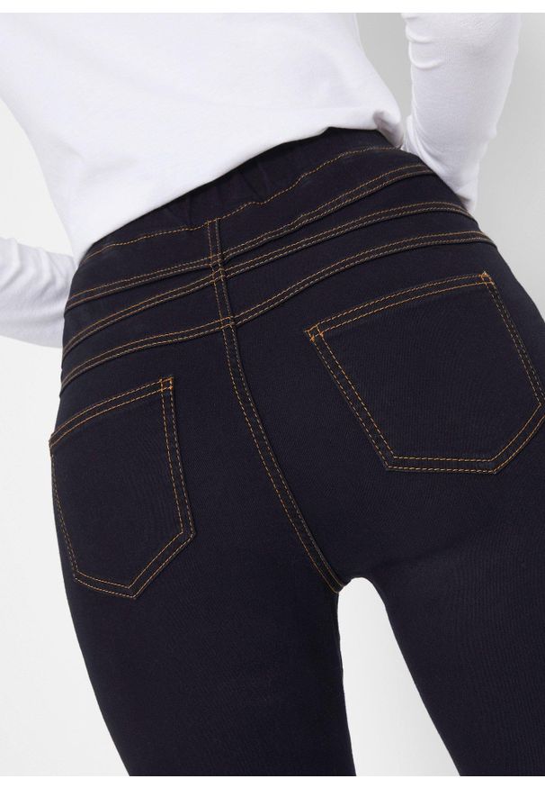 bonprix - Jegginsy z wysoką talią z wygodnym paskiem, z elastycznego, termoaktywnego materiału. Kolor: czarny