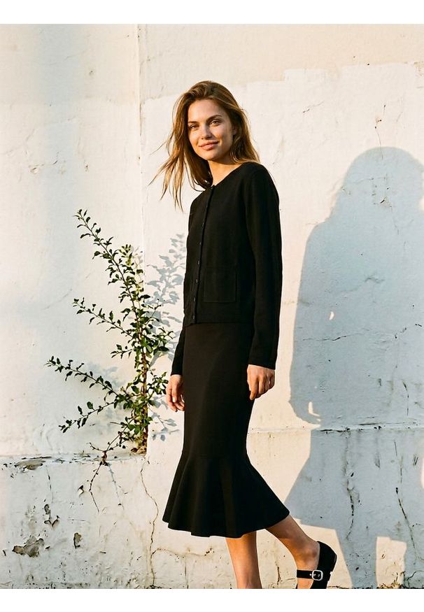 Sinsay - Kardigan z domieszką wełny i wiskozy - czarny. Kolor: czarny. Materiał: wiskoza, wełna