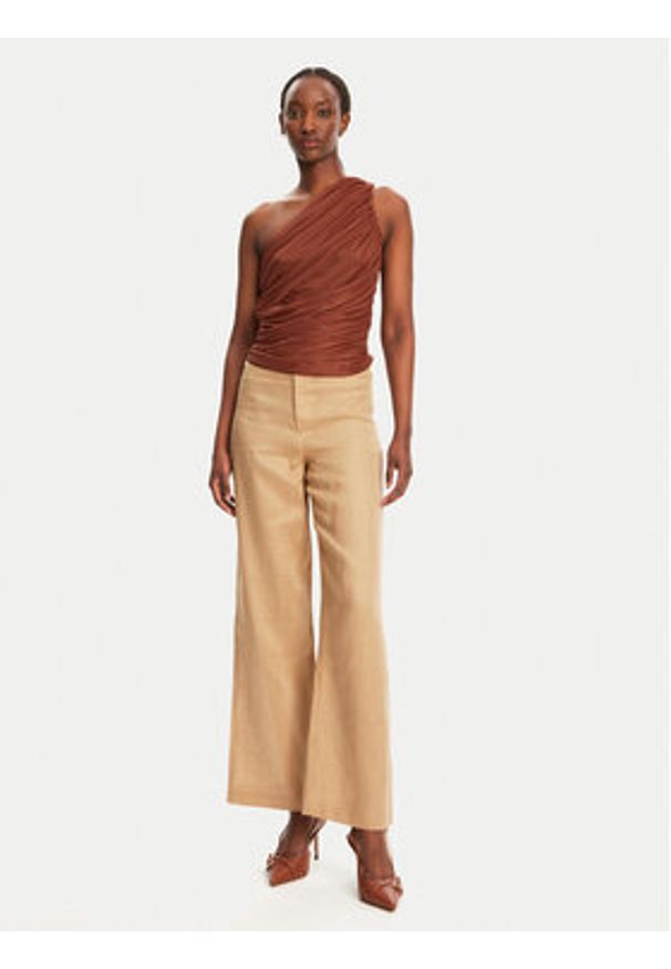 BARDOT Spodnie materiałowe Balia Hipster 59854PB Beżowy Regular Fit. Kolor: beżowy. Materiał: len