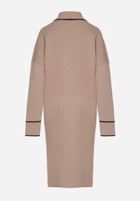 Born2be - Beżowy Długi Niezapinany Kardigan Ozdobiony Lamówką Veritusa. Okazja: na co dzień. Kolor: beżowy. Materiał: jeans. Długość: długie. Wzór: aplikacja. Styl: klasyczny, casual #3