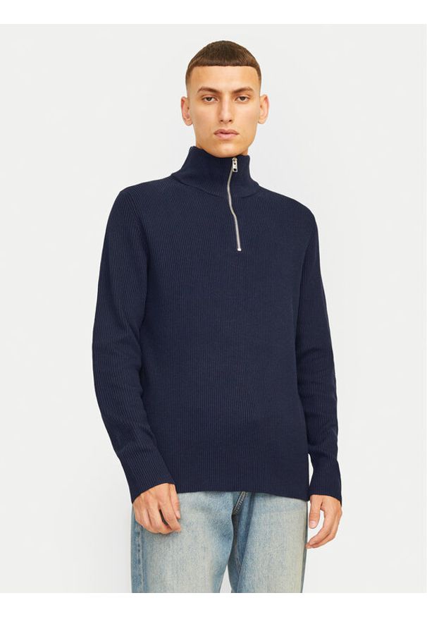 Jack & Jones - Jack&Jones Sweter Perfect 12257773 Granatowy Regular Fit. Kolor: niebieski. Materiał: bawełna