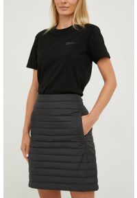 Jack Wolfskin spódnica kolor czarny mini prosta. Stan: podwyższony. Kolor: czarny. Materiał: materiał. Wzór: gładki