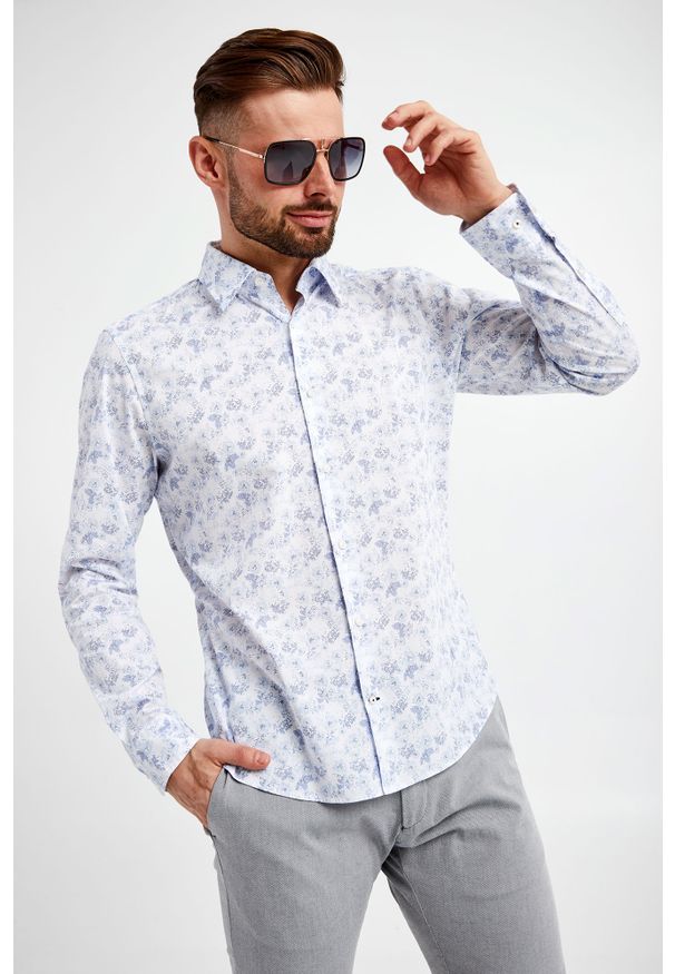 Koszula męska PERROS-W JOOP!. Typ kołnierza: kołnierzyk klasyczny. Materiał: bawełna, tkanina. Styl: klasyczny