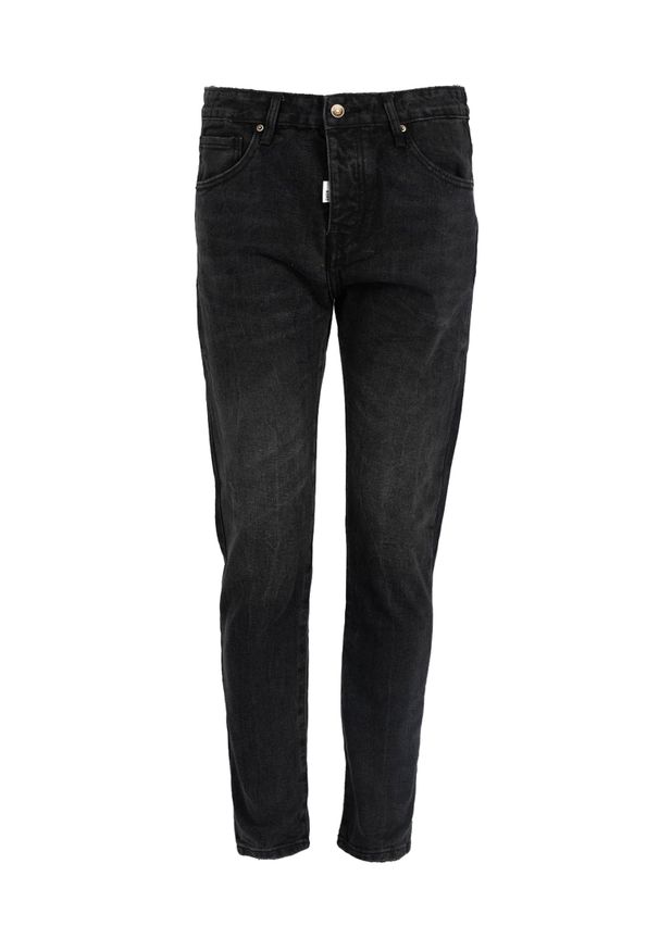 Takeshy Kurosawa Jeansy "Slim Cropped" | 83446 | Mężczyzna | Czarny. Okazja: na co dzień. Kolor: czarny. Wzór: aplikacja. Styl: klasyczny, casual