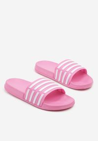 Born2be - Różowe Piankowe Klapki w Sportowym Stylu Zdobione Paskami Elitelle. Okazja: na co dzień. Kolor: różowy. Materiał: jeans. Wzór: aplikacja. Styl: sportowy #4