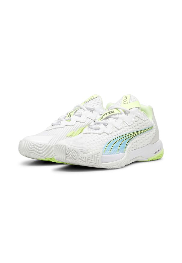 Puma - Buty do padla NOVA Elite PUMA White Luminous Blue Fizzy Apple Shadow Gray Yellow. Kolor: niebieski, wielokolorowy, biały, żółty. Materiał: syntetyk, tkanina, materiał. Sport: turystyka piesza