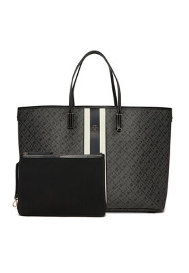 TOMMY HILFIGER - Tommy Hilfiger Torebka Th Monoplay Le Maxi Tote AW0AW17697 Czarny. Kolor: czarny. Materiał: skórzane
