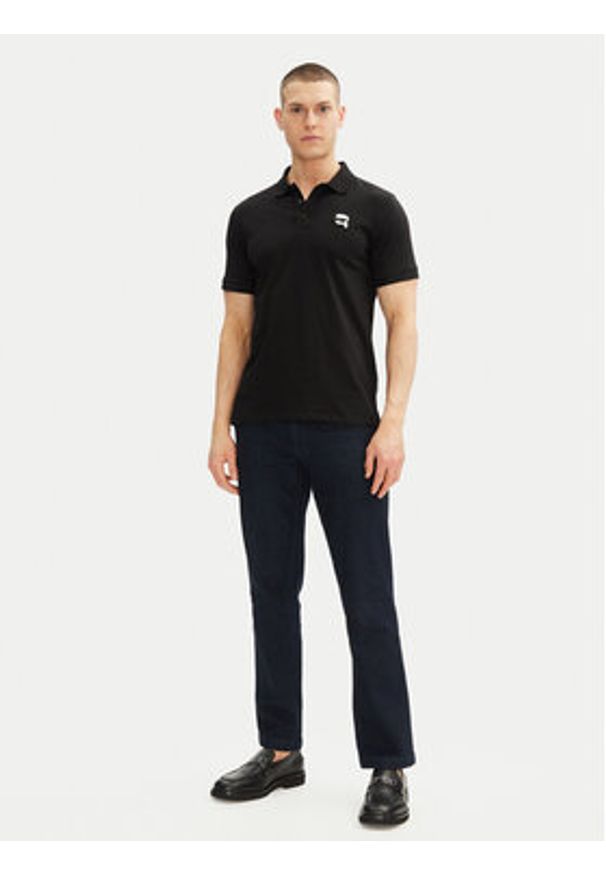 Karl Lagerfeld - KARL LAGERFELD Polo 745710 500224 Czarny Regular Fit. Typ kołnierza: polo. Kolor: czarny. Materiał: bawełna