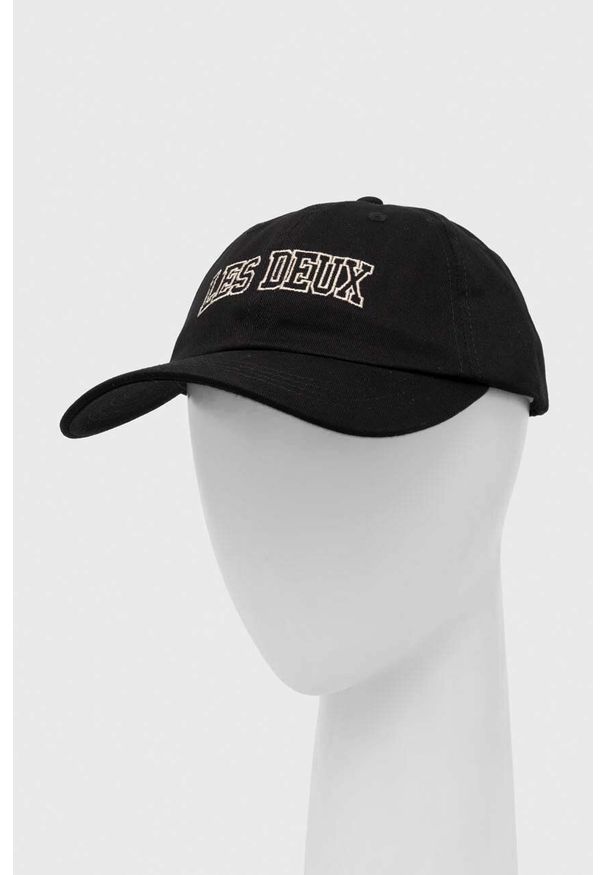 Les Deux czapka z daszkiem bawełniana kolor czarny z aplikacją. Kolor: czarny. Materiał: bawełna. Wzór: aplikacja