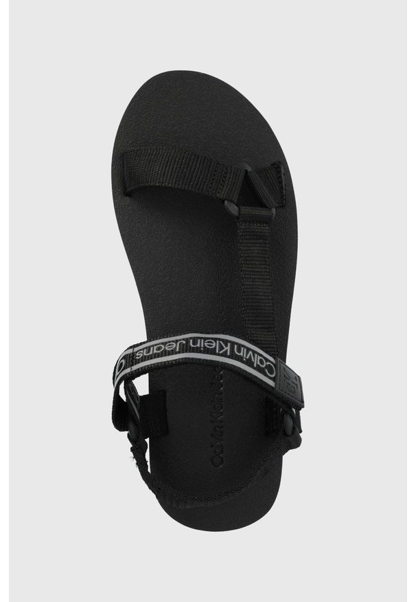 Calvin Klein Jeans sandały męskie kolor czarny. Zapięcie: rzepy. Kolor: czarny. Obcas: na obcasie. Wysokość obcasa: niski