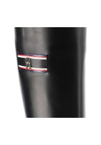 TOMMY HILFIGER - Czarne Kozaki Damskie Tommy Hilfiger Eleganckie Skórzane Buty. Kolor: czarny. Materiał: skóra. Szerokość cholewki: normalna. Sezon: lato. Obcas: na obcasie. Styl: elegancki. Wysokość obcasa: niski #5