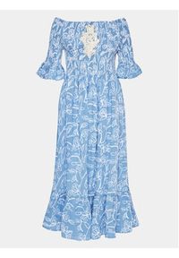 Iconique Sukienka letnia IC23 007 Niebieski Regular Fit. Kolor: niebieski. Materiał: bawełna. Sezon: lato