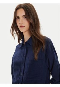 Gina Tricot Koszula 22624 Granatowy Loose Fit. Kolor: niebieski. Materiał: bawełna