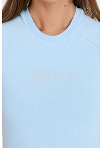 Juicy Couture - JUICY COUTURE Błękitny t-shirt Shrunken Diamante Tee. Kolor: niebieski