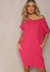 Renee - Różowa T-shirtowa Sukienka Pudełkowa z Elastycznej Bawełny Ellensa. Kolor: różowy. Materiał: bawełna. Styl: wakacyjny. Długość: mini