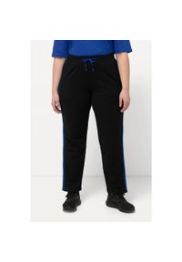 ULLA POPKEN - Spodnie dresowe, paski boczne, elastyczny pas. Kolekcja: plus size. Kolor: czarny. Materiał: elastan, bawełna. Długość: długie. Wzór: paski #1