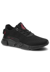 Big-Star - Czarne Sneakersy Big Star Damskie Buty Sportowe. Okazja: na co dzień. Kolor: czarny. Szerokość cholewki: normalna. Wzór: napisy. Sport: turystyka piesza