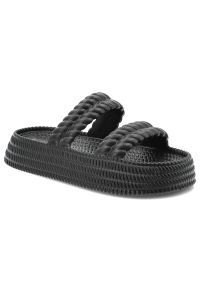 Czarne Klapki S.Barski Stylowe Obuwie Damskie. Okazja: na co dzień, na plażę. Kolor: czarny. Wzór: paski. Sezon: lato, wiosna. Styl: elegancki