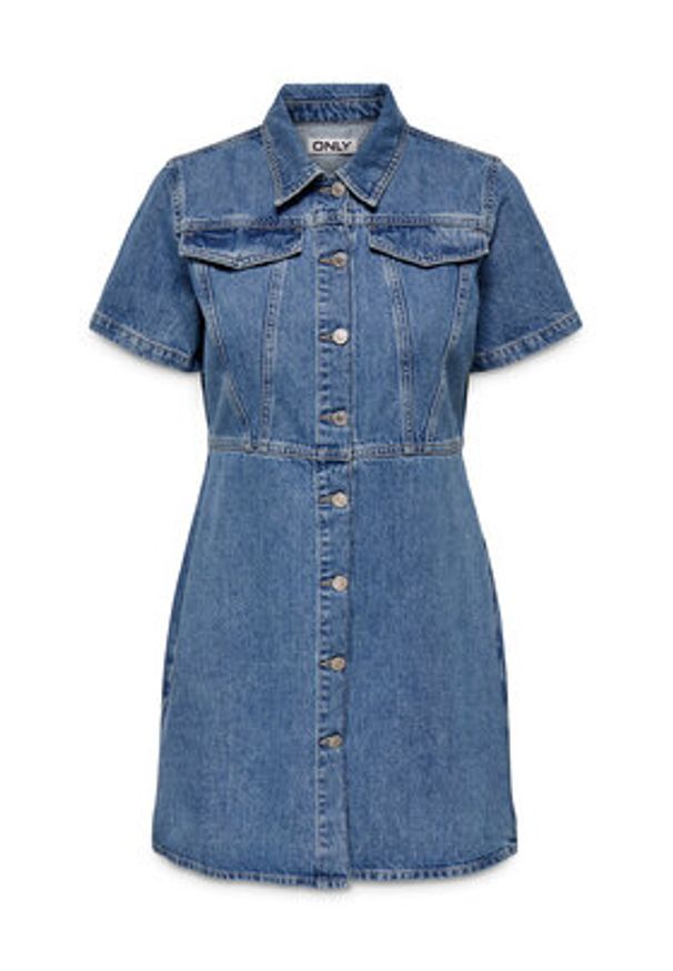 only - ONLY Sukienka jeansowa Malia 15355044 Niebieski Regular Fit. Kolor: niebieski. Materiał: bawełna