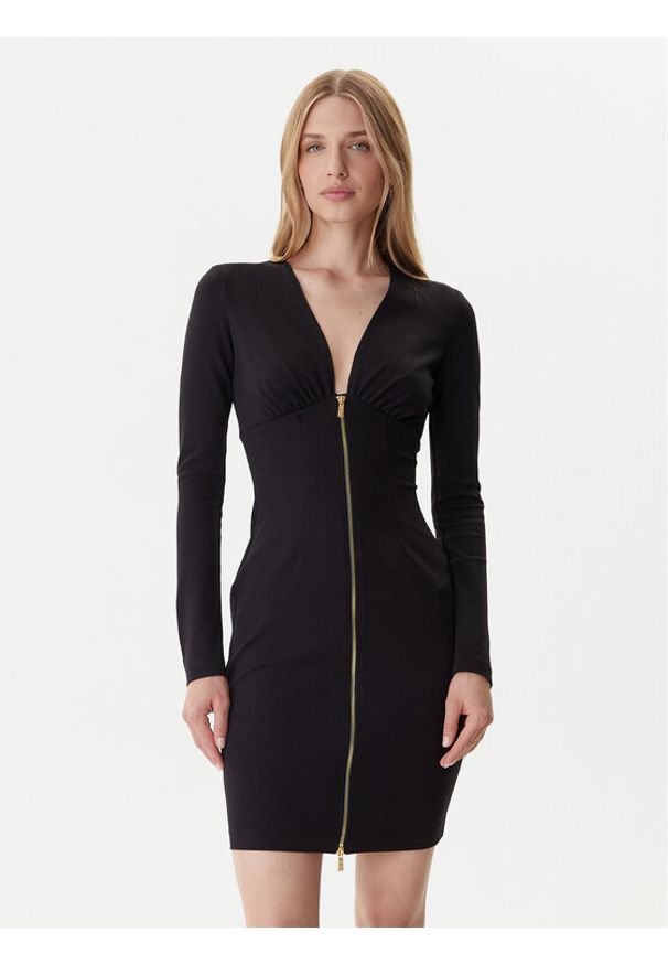Just Cavalli Sukienka dzianinowa 79PAO937 J0092 Czarny Slim Fit. Kolor: czarny. Materiał: syntetyk