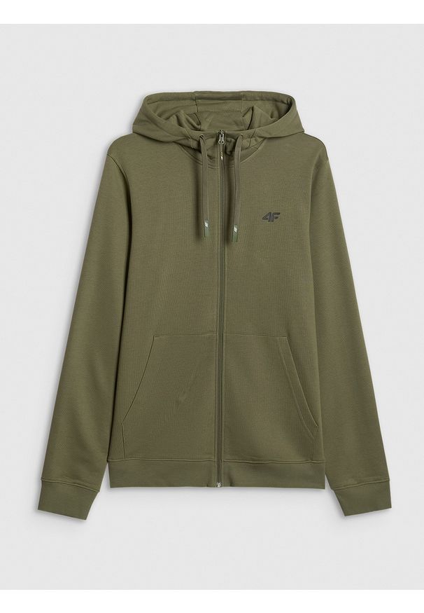 4f - 4F Bluza dresowa rozpinana z kapturem męska - khaki 3XL. Okazja: na co dzień. Typ kołnierza: kaptur. Kolor: oliwkowy, wielokolorowy, brązowy. Materiał: dresówka. Styl: casual