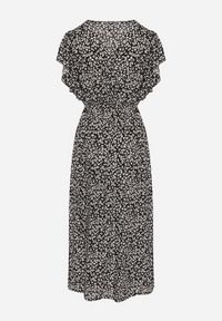 Born2be - Czarna Bawełniana Sukienka z Gumką w Talii w Drobne Kwiatki Nulinea. Okazja: na co dzień. Typ kołnierza: dekolt w serek. Kolor: czarny. Materiał: bawełna. Wzór: kwiaty. Typ sukienki: rozkloszowane. Styl: klasyczny, casual, elegancki #4