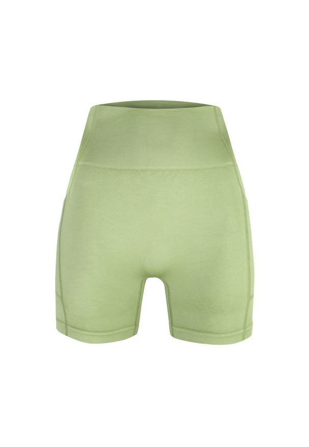 BESHAPED - Szorty fitness damskie Beshaped Lift Me Up z kieszeniami. Kolor: zielony. Materiał: nylon. Sport: fitness