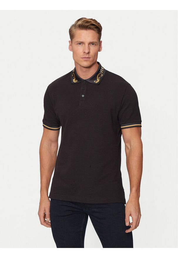 Versace Jeans Couture Polo 77GAGT06 Czarny Regular Fit. Typ kołnierza: polo. Kolor: czarny. Materiał: bawełna