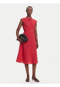 Marella Sukienka koszulowa Rodesia 2515221262 Czerwony Regular Fit. Kolor: czerwony. Materiał: len. Typ sukienki: koszulowe #4