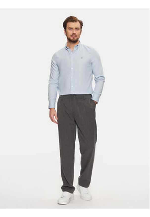 TOMMY HILFIGER - Tommy Hilfiger Koszula Flex Dobby MW0MW37578 Błękitny Slim Fit. Kolor: niebieski. Materiał: bawełna