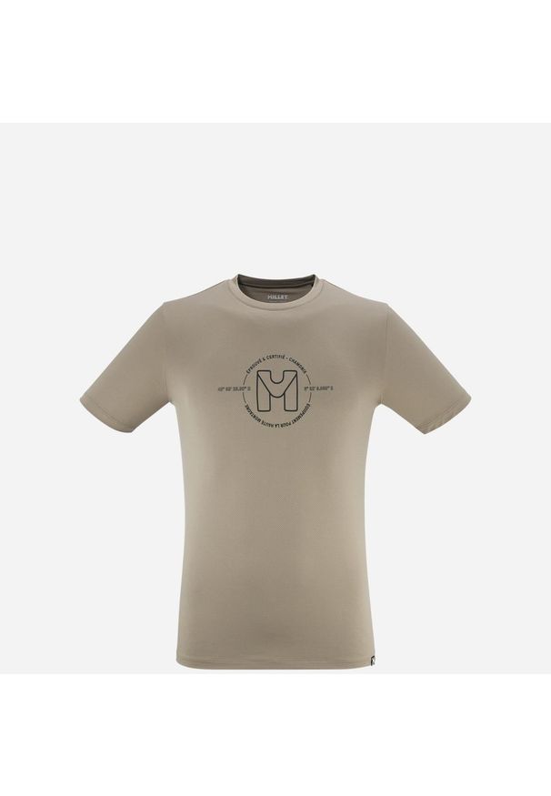 Koszulka męska z krótkim rękawem Millet Ubic Light Ts Ss M active fit. Kolor: beżowy. Materiał: tkanina, mesh. Długość rękawa: krótki rękaw. Długość: krótkie. Wzór: nadruk. Sport: turystyka piesza