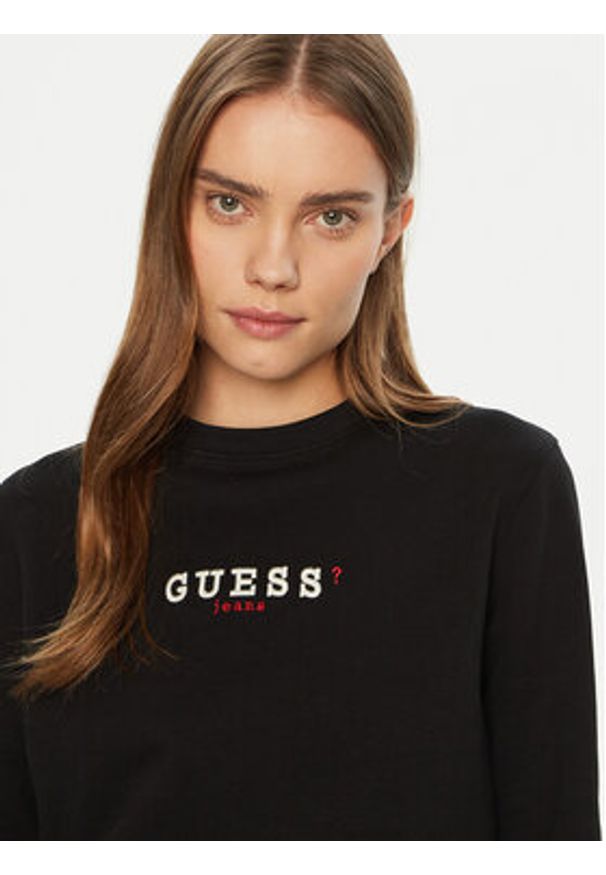 Guess Jeans Bluza W5RQ28 K68I4 Czarny Regular Fit. Kolor: czarny. Materiał: bawełna