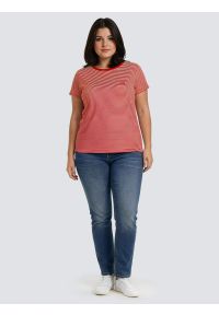 Big-Star - Koszulka damska w paski z haftem czerwona Zenaisa 603. Okazja: na co dzień. Kolor: czerwony. Materiał: dzianina, jeans, materiał. Długość rękawa: krótki rękaw. Długość: krótkie. Wzór: haft, paski. Sezon: lato. Styl: casual, klasyczny #5