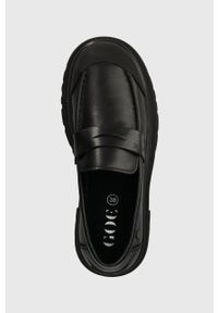 GOE mokasyny skórzane damskie kolor czarny na platformie MM2N4104.208BLACK/GOLD. Nosek buta: okrągły. Kolor: czarny. Materiał: skóra. Obcas: na platformie. Wysokość obcasa: średni #4