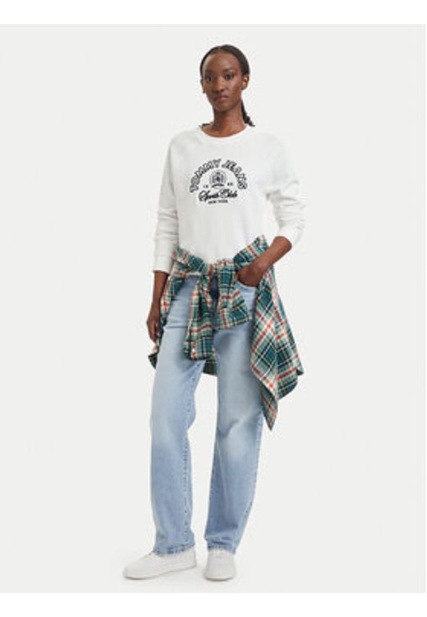 Tommy Jeans Bluza Heritage Logo DW0DW22821 Biały Regular Fit. Kolor: biały. Materiał: bawełna